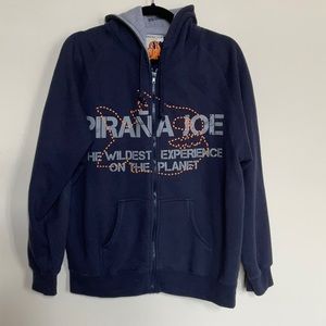 Jamaica Piranha Joe Large Zip Sweat jacket with hood, navy